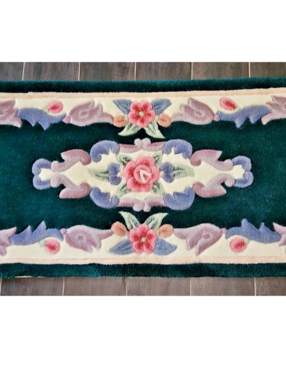 New Floral Green Runner Rug with Pink and Lavender Accents Retail Price $395